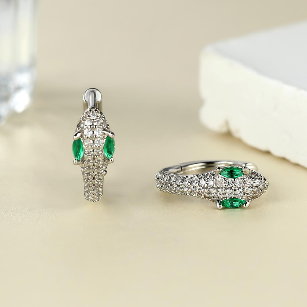Модные и креативные сережки в форме змеи с зеленым цирконием, пряжки для ушей для мужчин и женщин, новые ювелирные изделия с пряжкой для ушей