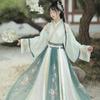 Chinese Wei And Jin Dynasties Style Hanfu Printed Collar Blouse And Waist-length Skirt Women's Suit