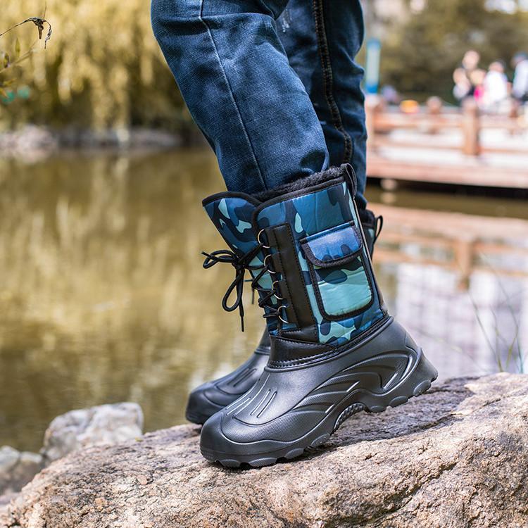 Новая утолщенная водонепроницаемая хлопковая обувь для рыбалки, нескользящие и теплые зимние толстые зимние сапоги с высоким бочком для рыбалки