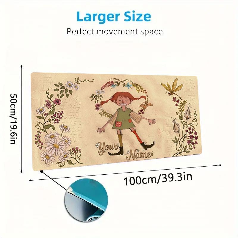 Pippi Longstocking Custom Name Large Size Mouse Pad Large Gaming Table Cushion Non-slip Laptop Tablet Big Mousepad XXL Mat Mini PC Playmat With Lock e