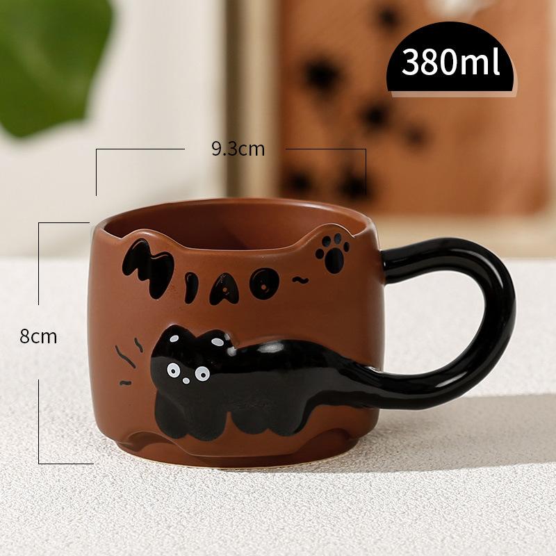 Ceramic cup, mug, office home coffee, cute cat pattern, juice, milk, breakfast cup