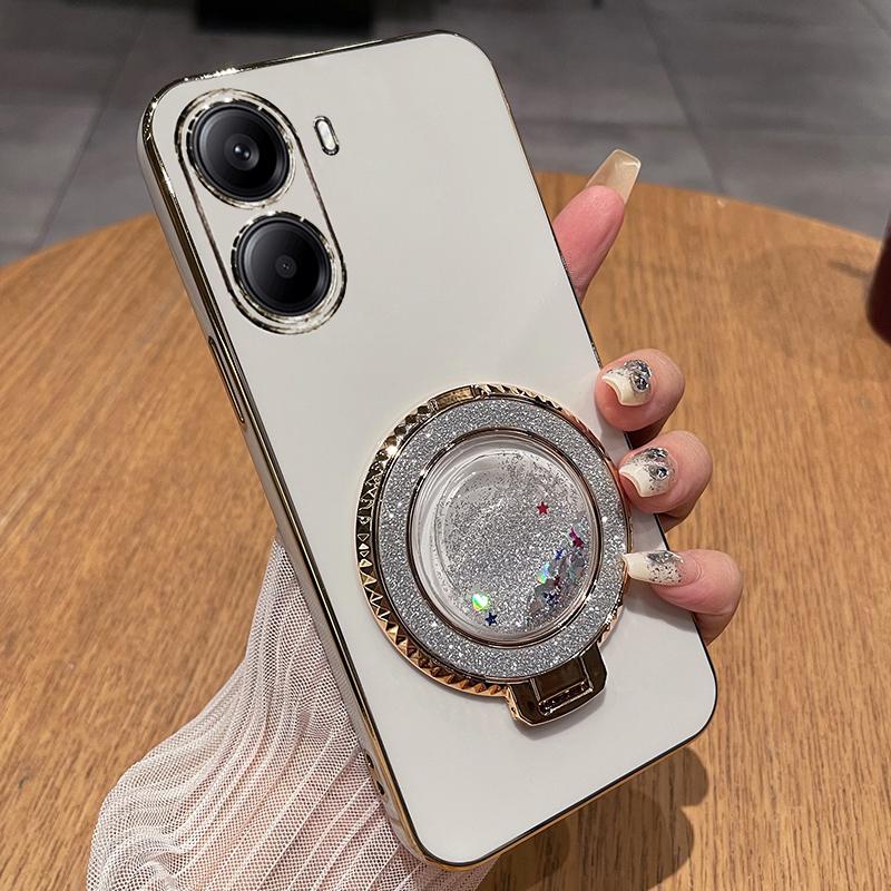 For Xiaomi POCO X7 Pro X 7 POCOX7Pro Plating Silicone Case for Redmi Note 14pro Plus 14C Turbo 4 Shockproof Quicksand Stand Holder Cover