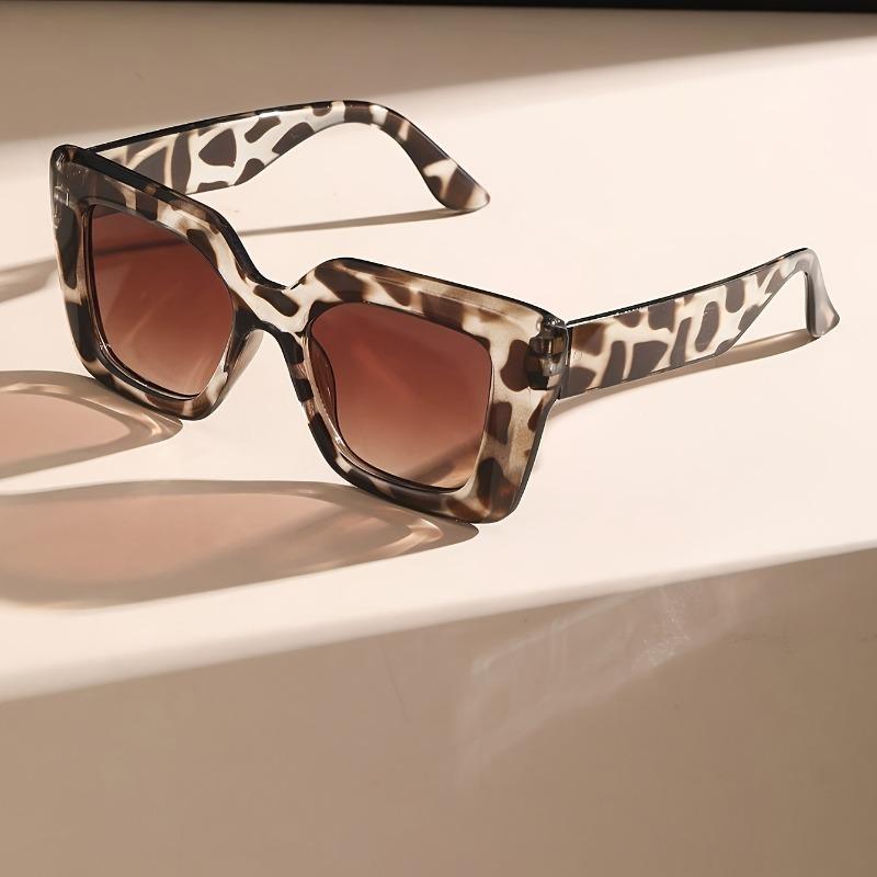 Модные очки Leopard Square для женщин - Градиентные линзы Антибликовые солнцезащитные очки для отпуска и пляжной вечеринки