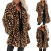 Women's Leopard Faux Pocket Fuzzy Warm Winter Oversized Outwear Long Coat
