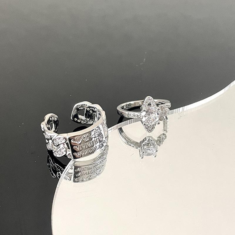 Кольцо Сатурн Циркон Алфавит Полый Личность Нежный Геометрический С бриллиантами Планета Нишевый Дизайн Открытое Кольцо Кольцо Женское
