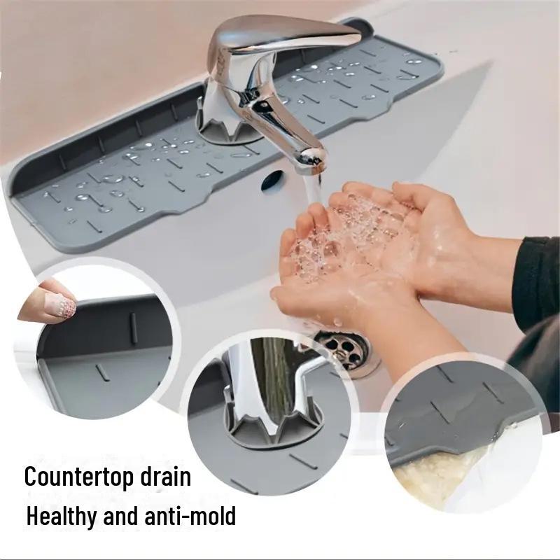 Силиконовая прокладка для слива кухонного крана с защитой от брызг - Короткая вертикальная полосатая прокладка для хранения для чистки раковины