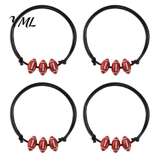 Commemorative Sports Game Gift 4 Pcs Balls Braided Rope Bracelets, Adjustable String Bracelet, Men Women Sport Wrist Decor Handmade Woven Cord