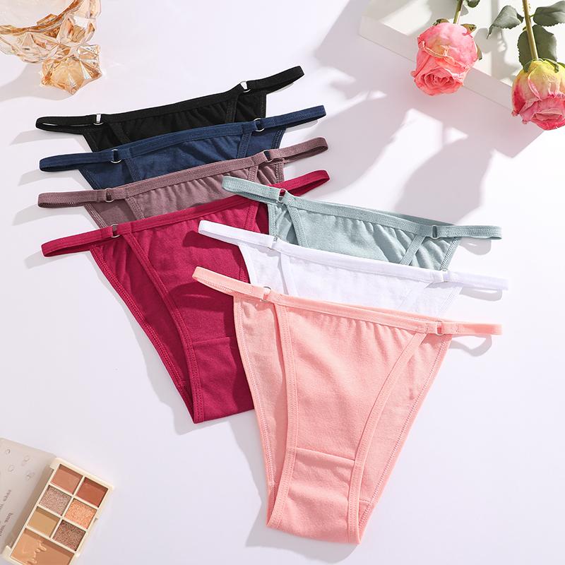 7Pcs/Set Women's Cotton Panties Underwear Metal Buckle Briefs M-2XL Female Underpant Low Waist Woman Sexy Panty Lingerie