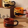 Embossed Kitten Cup Girl's High-value Mug Cute and Creative Couple's Water Cup Ceramic Office Coffee Cup