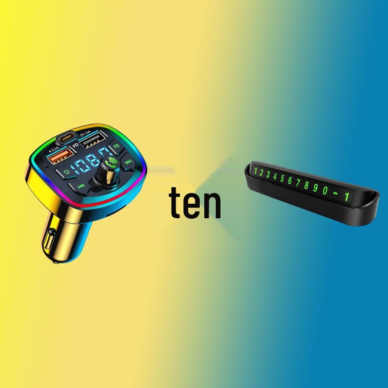 Q7 Автомобильное Bluetooth-зарядное устройство с быстрой зарядкой, цифровым дисплеем, подсветкой и слотом для TF-карты