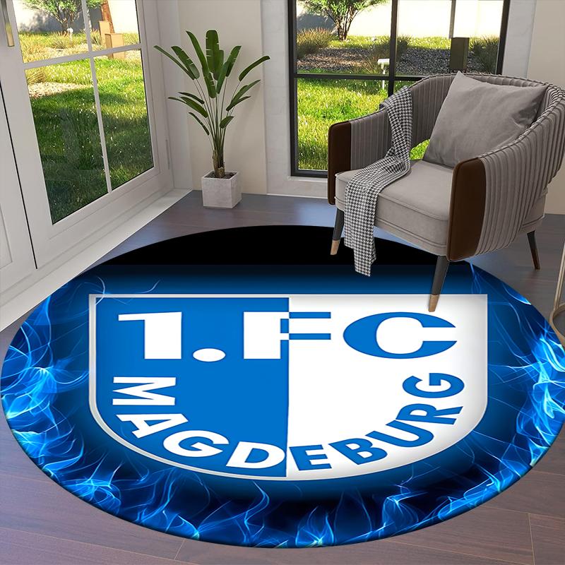 FC Magdeburg Round Area Rug,Carpet Rug for Living Room Bedroom Sofa Playroom Decor,Non-slip Floor Mat56