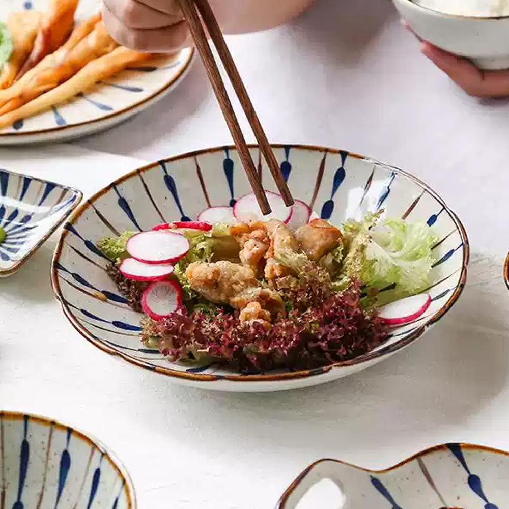 2 шт. Керамические обеденные тарелки японские ретро глубокие круглые обеденные тарелки тарелка для пасты кухонная посуда для микроволновой печи формы для выпечки