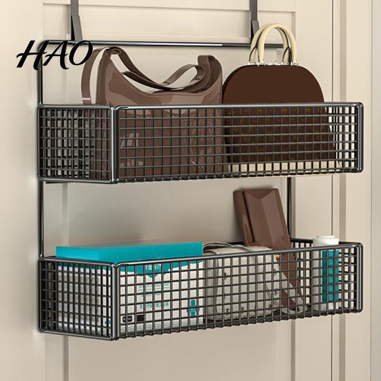 Bedroom Hanging Storage Rack Door Organizer with Hooks Sturdy Construction Mesh Hanger Hook Design Easy to Assemble Detachable Behind Basket