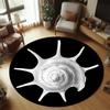 Shell Spiral Pattern Round Area Rug Black White Carpet Non-slip Floor Mat Modern Living Room Bedroom Minimalist Home Decoration