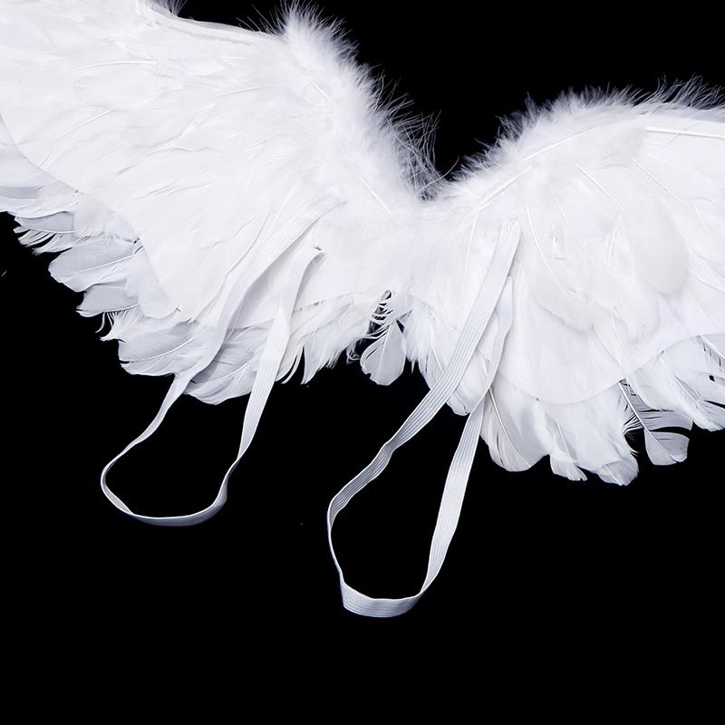 Swallow Shape White Angel Feather Wings With Elastic Straps For Kids Party Decor