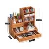 Pen Holder Wooden Storage Box Large Capacity Creative Fashion Multi-Compartmental Pen Holder Office Desktop Storage Shelf