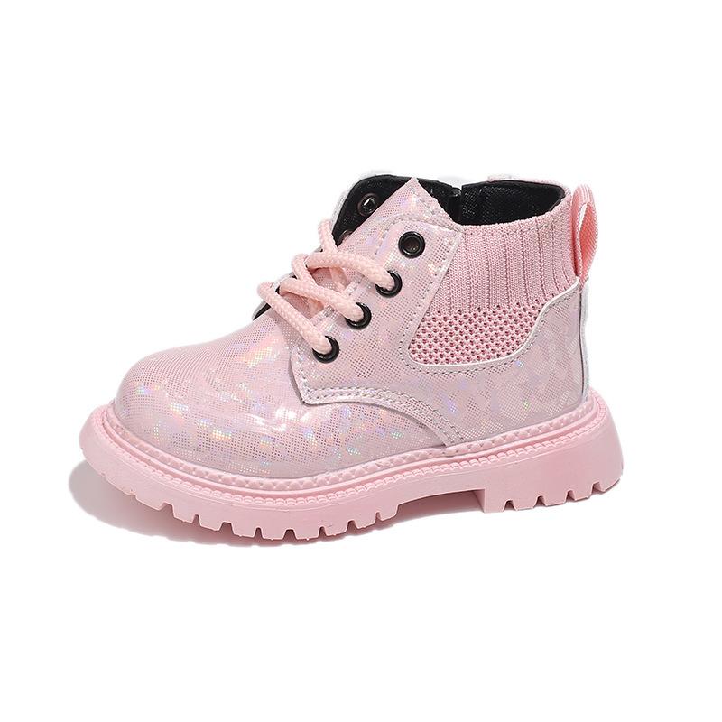 New autumn children's shoes, children's Martin boots, short boots for toddlers, waterproof, stylish shiny leather boots for boys and girls