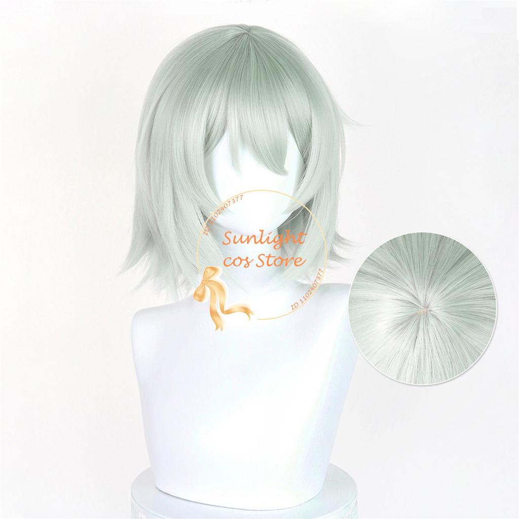 Chainsmoker Cat Yani Neko Satou Yuko Cosplay Wig 38cm Light Green Anime Cosplay Wigs Heat Resistant Synthetic Hair Halloween