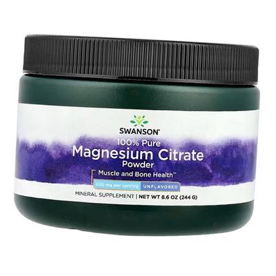 Магний Цитрат Порошок, 100% Pure Magnesium Citrate Powder, 244г Без вкуса (36280202)