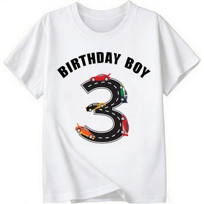 Acecreate Футболка для именинника 2-5 лет Мальчики Малыши Наряд для вечеринки с машинками Футболка Футболка с коротким рукавом Гоночная машина