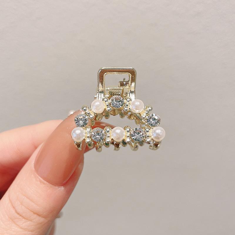Маленькая заколка для волос Pearl Rhinaute, женская сетчатая заколка для знаменитостей, нежный высокий зажим для хвоста, корейская расширенная заколка для волос с боковым разрезом, головной убор