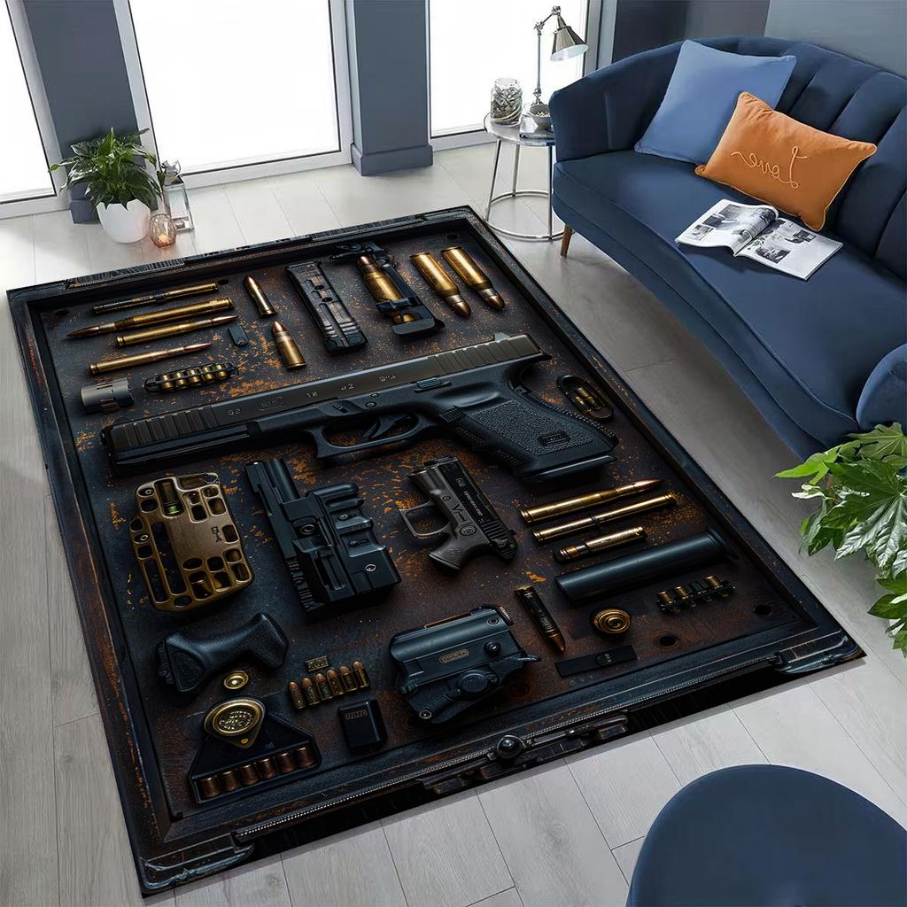 Дерево Металл Оружейный Кейс Коробка Военное Снаряжение Мото Коврик для Спальни Гостиной Дивана Дома Декор Коврик для Двери, Детский Игровой Нескользящий Напольный Коврик