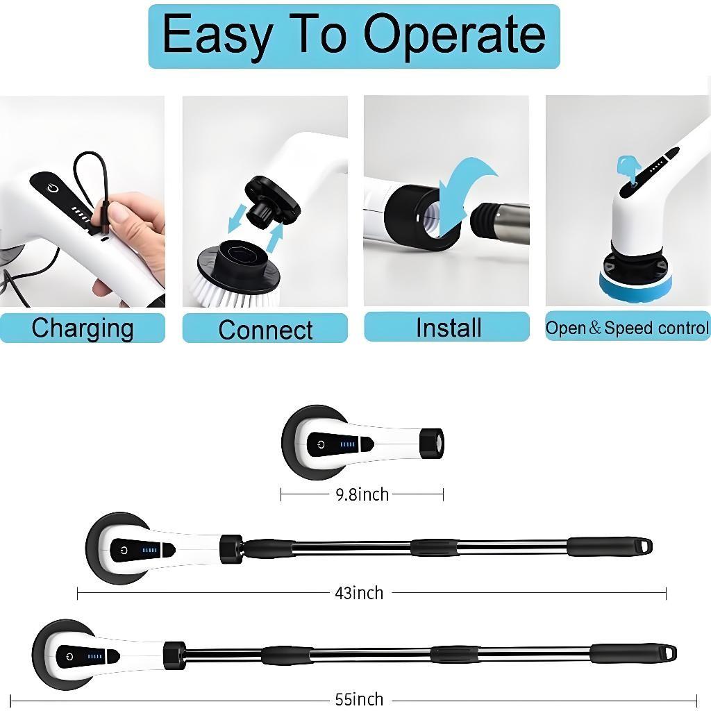 9 В 1 Беспроводная Портативная Электрическая Вращающаяся Щетка Ручная для Ванны Кухни Многофункциональная Электрическая Чистящая Щетка