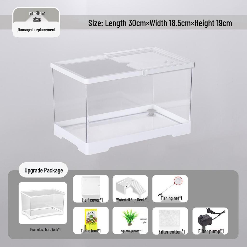 Компактный террариум для черепахи с платформой для обогрева - Элегантная настольная среда обитания с крышкой для экологичной гостиной