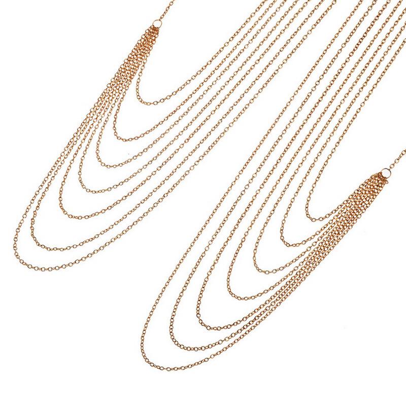 European & American Fashion Multi-layer Metal Snake Chain Tassel Body Chain