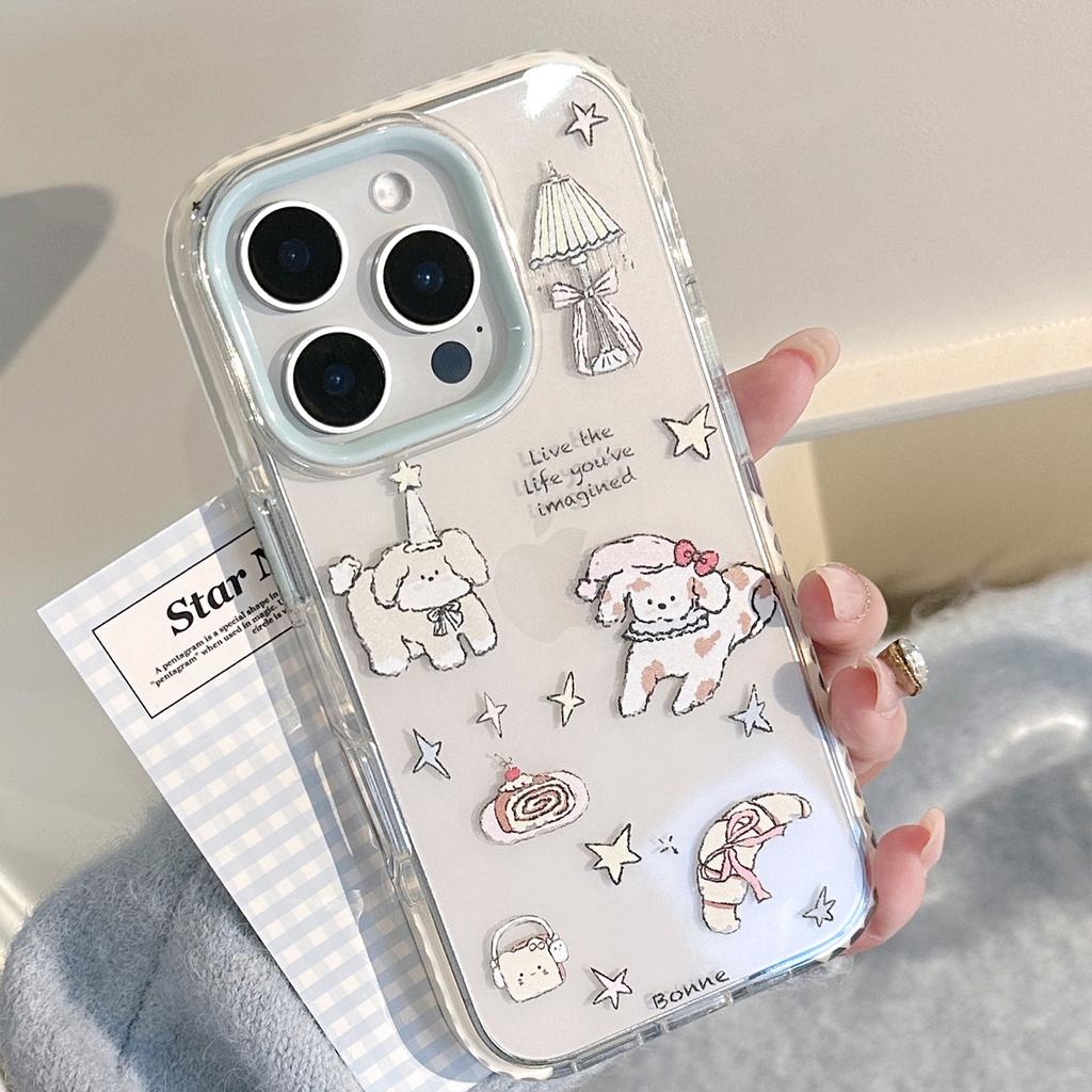 Cartoon Illustration Puppy Suitable for Apple 16 Mobile Phone Case 14 Niche Doodle IPhone 15 Promax Transparent 11 Soft