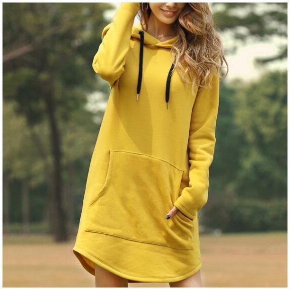 Осенний популярный повседневный однотонный женский свитер с капюшоном больших размеров