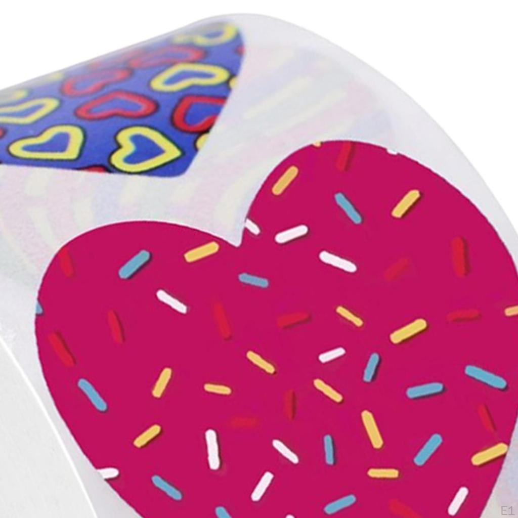 500 Pieces Funky Heart Stickers Self Decorative Sealing Labels Valentine's Day