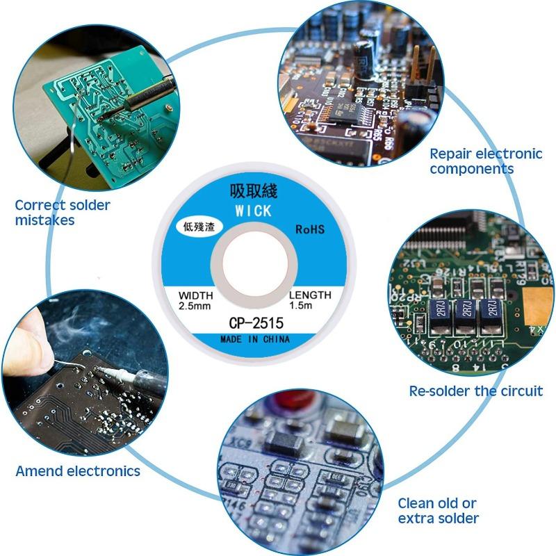 Desoldering Braid Tape Copper Solder Wire Soldering Wick Tin Solder Removal Braid Welding Wire Repair Tools
