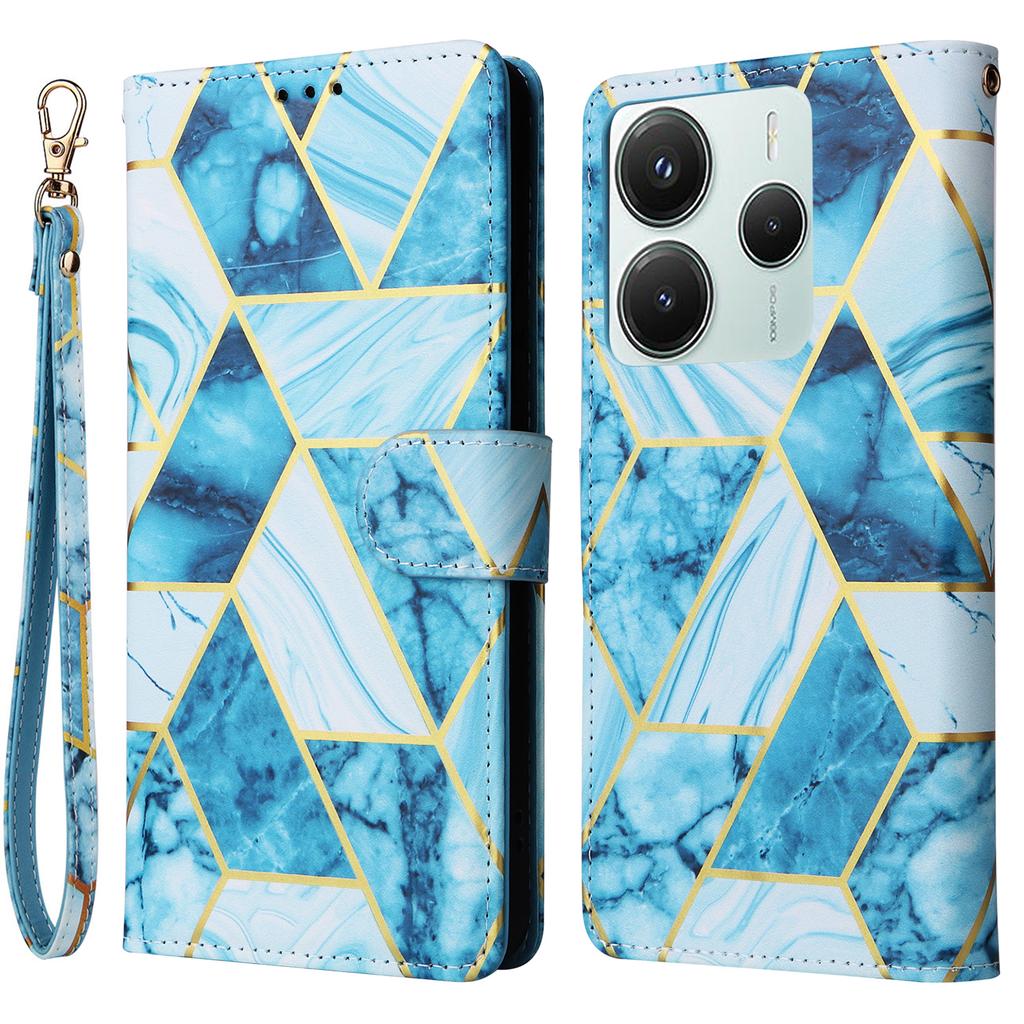 Для Xiaomi Poco M7 Pro 5G/Redmi Note 14 5G Чехол Кожаный чехол для телефона с лакированным мраморным узором