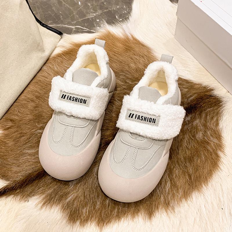 Женские повседневные туфли Bread осень и зима новые бархатные теплые туфли с толстой подошвой увеличенные спортивные туфли женские домашние