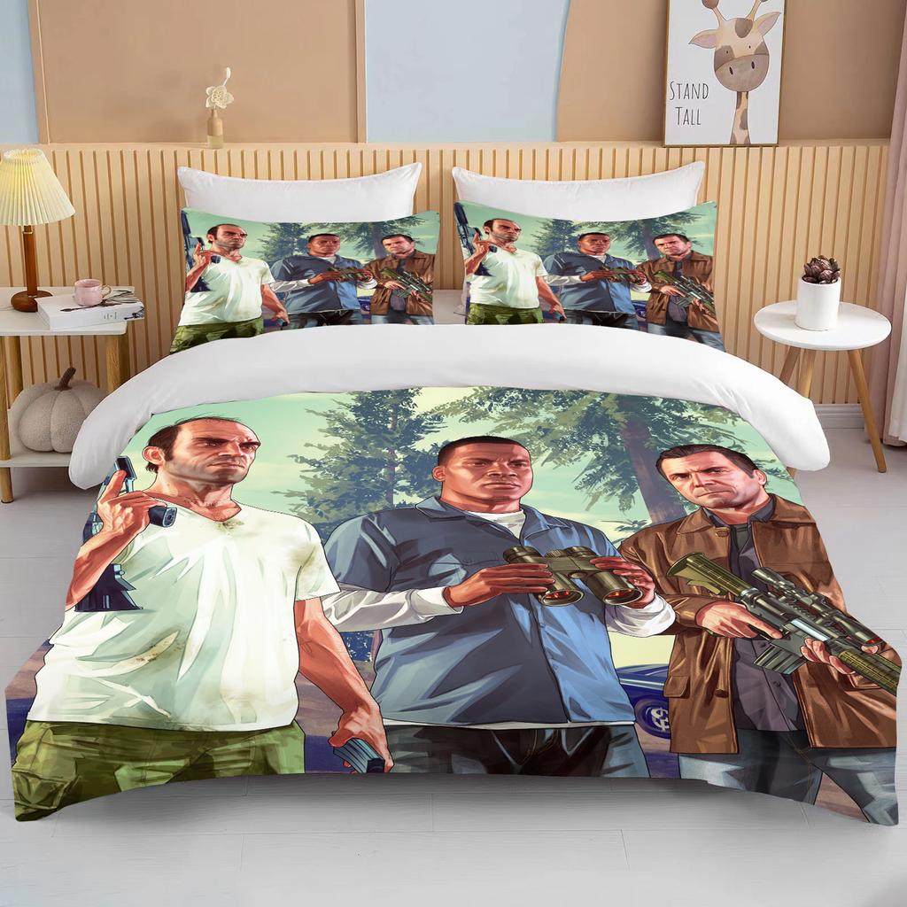 10 размеров 3D игра GTA V Постельный комплект Мультяшные пододеяльники Grand Theft Auto Постельное белье Постельные принадлежности с наволочкой Дропшиппинг