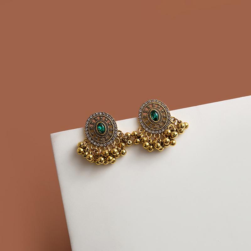 Винтажные этнические золотые серьги-кисточки: Классический полый дизайн для девочек