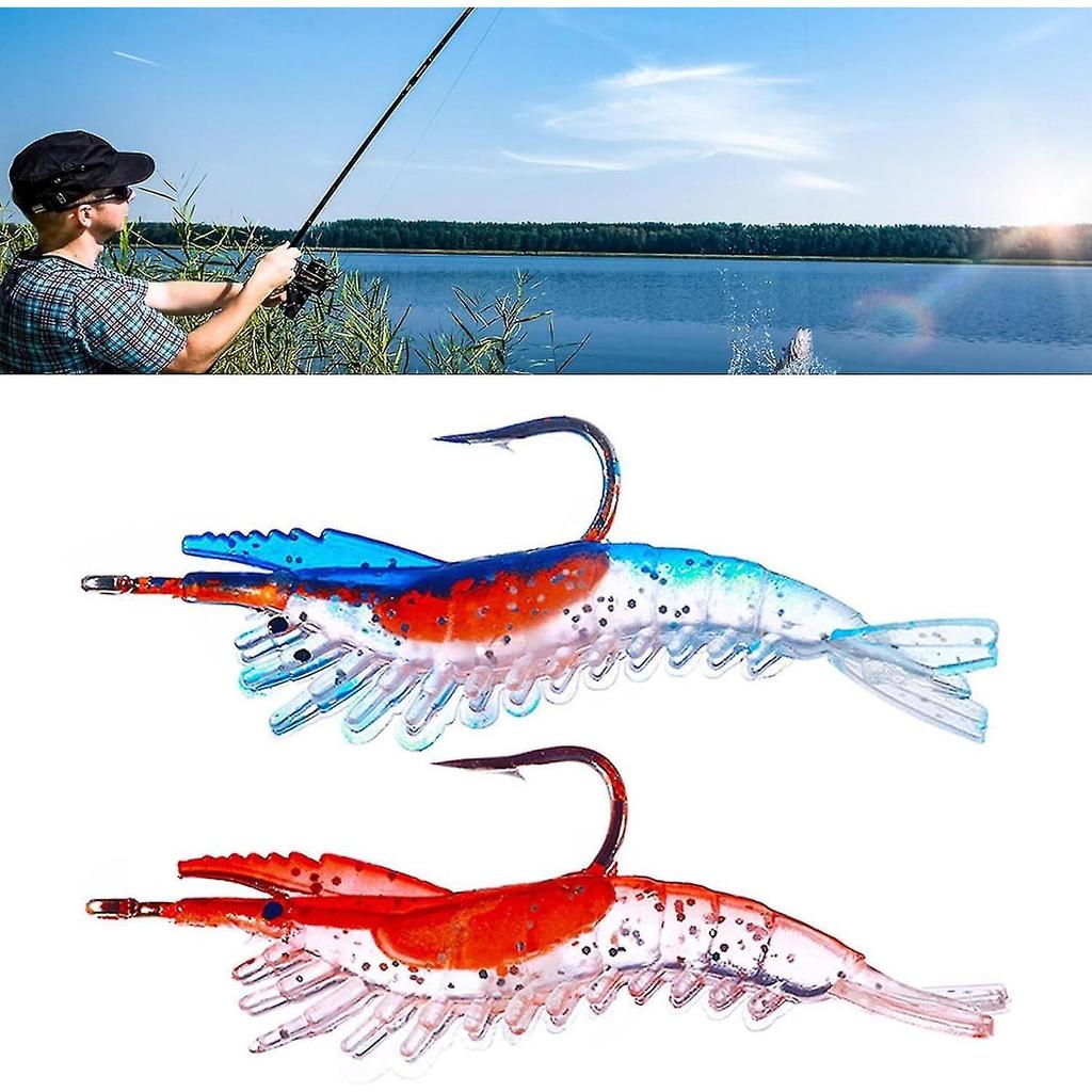 Angler Fishing Equipment - 5Pcs PVC Soft Lures Realistic Eye Simulation Artificial Shrimp Fake Baits (6cm/3g)