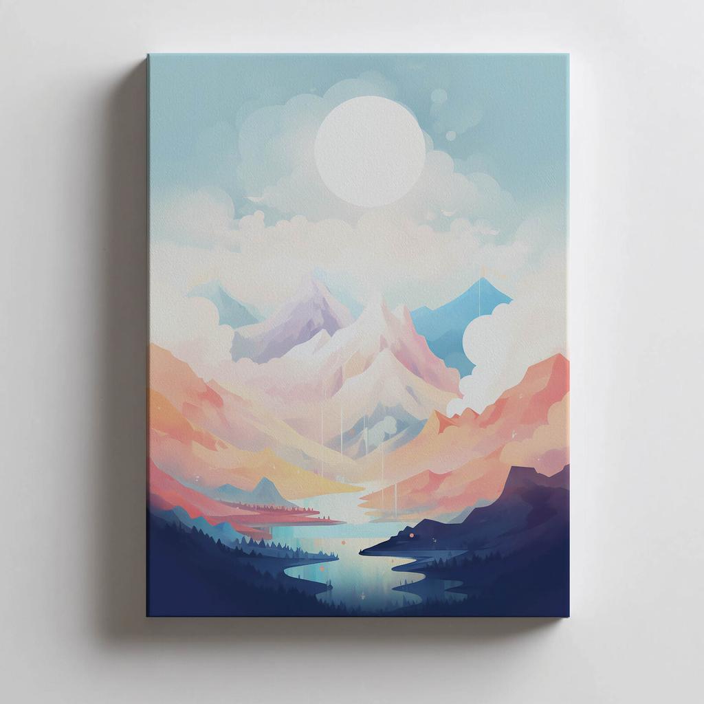 Pastelowa Melodia Gór Pastelowa Melodia Gór, 50X70 Cm, Bez Ramy, Płótno Premium Na Blejtramie