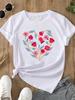 (Asian Size) Trend Sweet 90s Cute Print O-neck Short Sleeve T-shirts Fashion  Casual Women's Top T Female Clothing  Graphic Tee