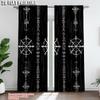 2 шт. Шторы с черным фоном и символом викингов, светофильтрующие, полиэстер, идеально подходят для декора спальни, гостиной
