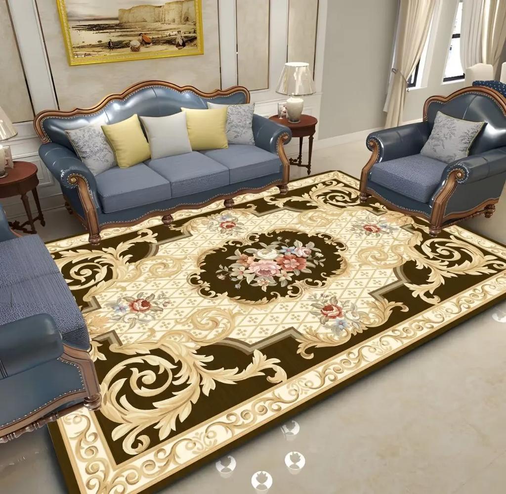 Ковер красный плюшевый в европейском стиле для украшения гостиной, домашние роскошные ковры большой площади для спальни, противоскользящие, моющиеся, напольные коврики для дивана