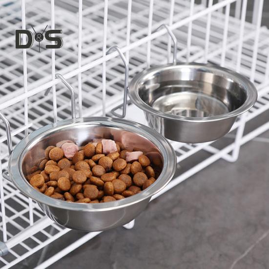 2Pcs Kennel Dog Bowls Stainless Steel Dog Crate Water Bowl Dog Feeder Food Holder Puppy Cage Hanging Feeding Bowls Secure Kennel Accessories