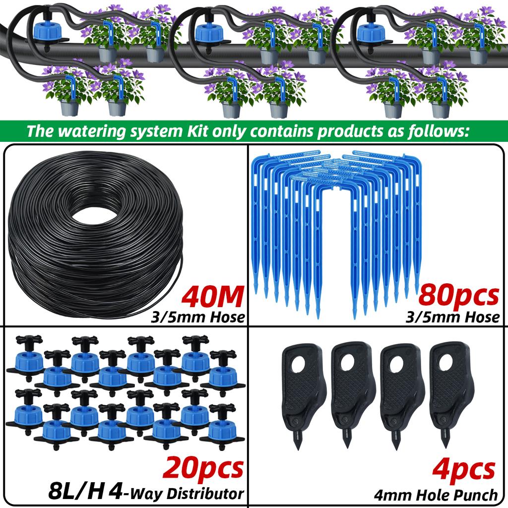 Набор для капельного полива Kesla 10-100 м 4-ходовой 2-ходовой 8 л Капельная стрелка Шланг 3/5 мм Система полива Капельница Дождеватель Посадка в горшки Теплица
