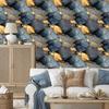 Navy Blue and Brown Ink Wallpaper for Living Room and Bedroom 50x1000