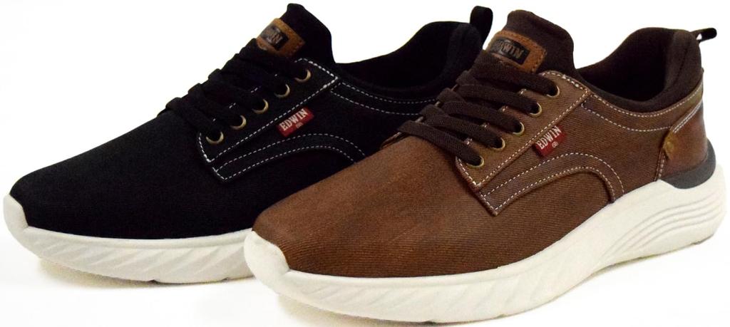 Широкие пушистые см 3E [Edwin] Кроссовки, Стильные, Простые, Повседневные, Легкие, 3, Амортизирующие, Эластичные, Мужские, Черные, 25.0