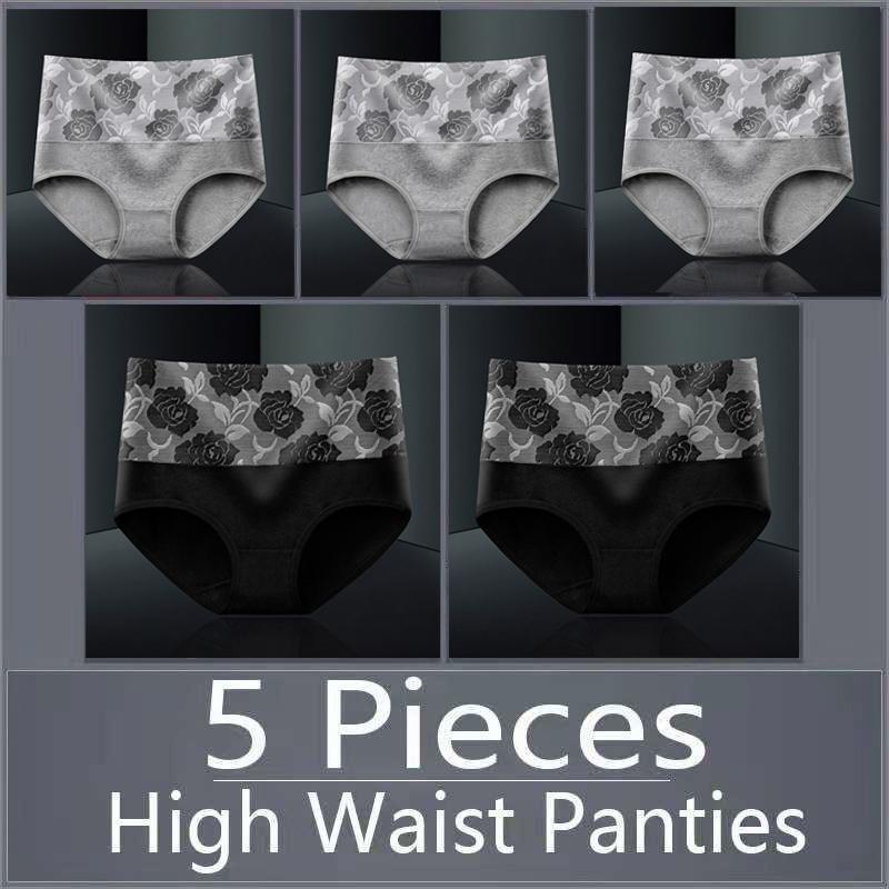 5 шт., женское нижнее белье с высокой талией, хлопковые дышащие трусики, женские трусы, большие размеры, нижнее белье
