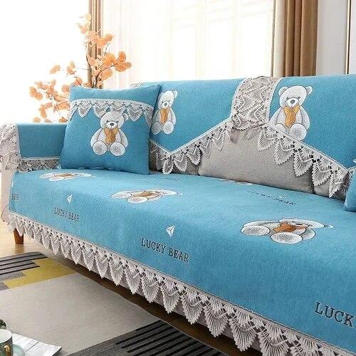 European Style Large Flower Sofa Mat Light Luxury Lace Edge Anti Slip Sofa Cover Four Seasons Universal Backrest Handkerchief