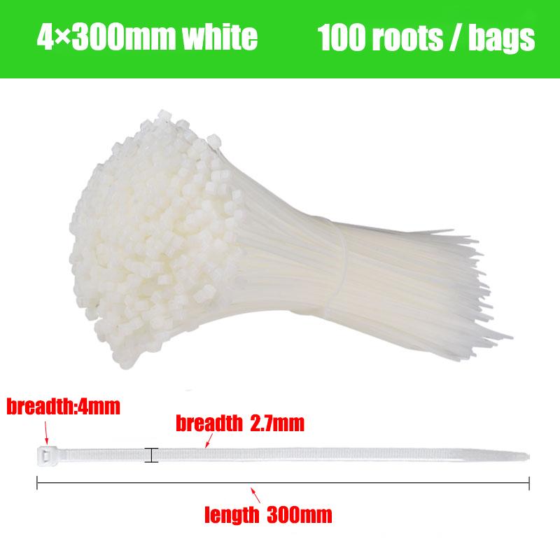 100 шт./пакет стяжек для кабеля Самоблокирующиеся пластиковые нейлоновые стяжки Белый органайзер для крепления кабеля Провода Кабельные стяжки