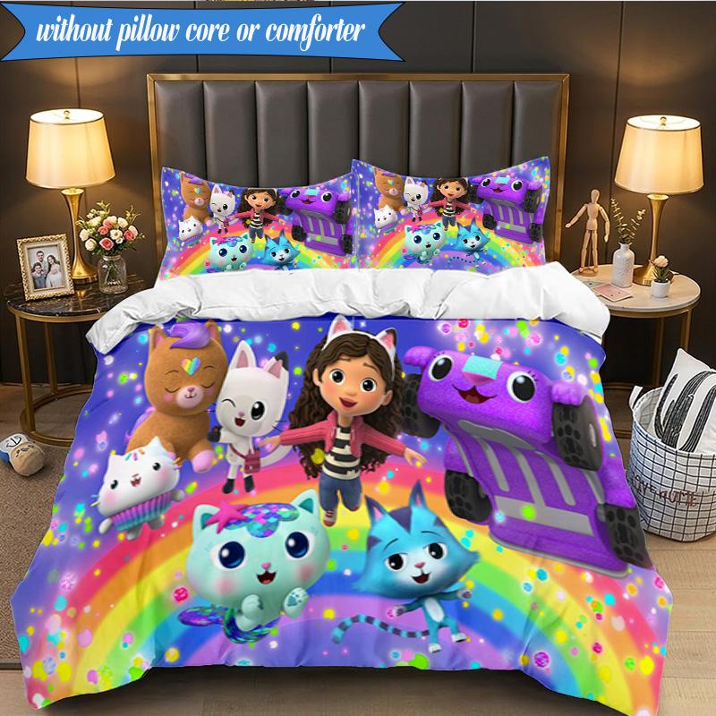 Rainbow Friends Dollhouse 3pcs K-pop music group Bedding set,Ideal for Bedroom, Dormitory,Including Duvet Cover And 2pcs Pillowcases,Fan gifts